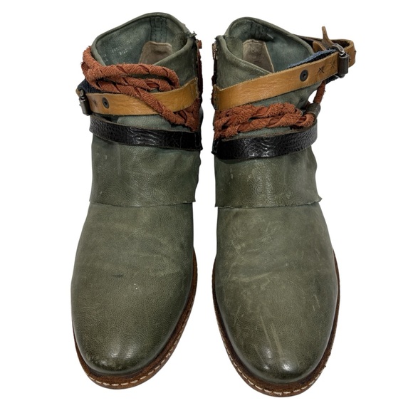 A.S. 98 leather ankle boots airstep strappy vintaged leather 38 8 - Picture 5 of 12